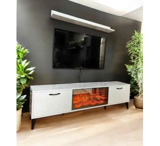 Stewehome μοντέρνα καθρεπτένια βάση τηλεόρασης με τζάκι 388977 |  Έπιπλα τηλεόρασης στο espiti