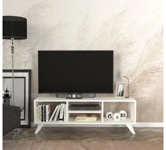 Stewehome Σύνθετο Τηλεόρασης 4 Ράφια / Λευκό 125x29.5x41 cm 436288 |  Έπιπλα τηλεόρασης στο espiti