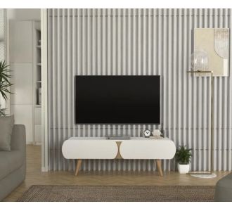 Stewehome Σύνθετο Τηλεόρασης Λευκό και Ξύλινο 120x31.7x42 cm 846521 |  Έπιπλα τηλεόρασης στο espiti
