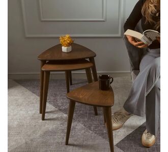 Stewehome Σετ 3 Ξύλινα Βοηθητικά Τραπεζάκια Σκούρο Καφέ Κομψός &amp; Λειτουργικός Σχεδιασμός 50x50 cm 958199 |  Τραπεζάκια βοηθητικά στο espiti