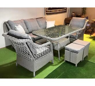 Stewehome 3+1+1 με Πουφ + Τραπέζι + 2 Πουφ Έπιπλα Κήπου &amp; Μπαλκονιού Σετ Κήπου &amp; Μπαλκονιού 140x80x71 cm 317911 |  Σετ τραπεζαρία κήπου στο espiti