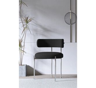 Stewehome Ματ ασημί μεταλλική μαύρη καρέκλα 45x46x83 cm 108990 |  Καρέκλες στο espiti