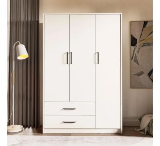 Stewehome Ντουλάπα Λευκή 3 Πόρτες &amp; 2 Συρτάρια 181.8x120x47.5 cm 185103 |  Ντουλάπες ρούχων στο espiti