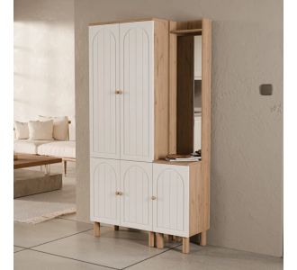Stewehome Ντουλάπα Εισόδου Με Καθρέφτη &amp; Αποθηκευτικό Χώρο 104.8x35x195 cm 925686 |  Καλόγεροι -Κρεμάστρες στο espiti