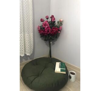 Stewehome Μικρό στρογγυλό μαξιλάρι δαπέδου με μαξιλάρι σε χακί χρώμα Χακί 60x60 cm 991638 |  Πουφ στο espiti