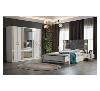 Stewehome Σετ κρεβατοκάμαρας λευκό &amp; γκρι 160x200 cm 683924 |  Σέτ Κρεβατοκάμαρας στο espiti