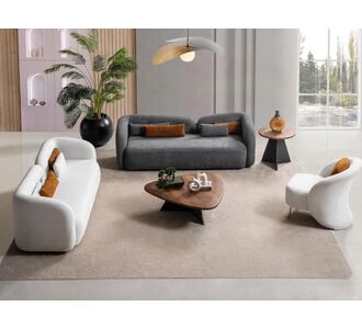 Stewehome Σετ Καναπέ 3+3+1 Μοντέρνο σε Γκρι και Λευκό Πολυτελές Σαλόνι 220x68x72 cm 167454 |  Καναπέδες στο espiti