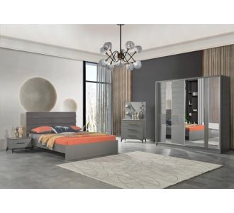 Stewehome Κρεβατοκάμαρα σε Σκούρο Γκρι Πλήρες Σετ με Κρεβάτι &amp; Κομοδίνα 160x200 cm 796614 |  Σέτ Κρεβατοκάμαρας στο espiti