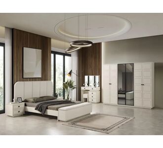 Stewehome Σετ Κρεβατοκάμαρας Λευκό Κρεβάτι και Ντουλάπα με Μοντέρνα Σχέδια 205x241.5x210 cm 446415 |  Σέτ Κρεβατοκάμαρας στο espiti