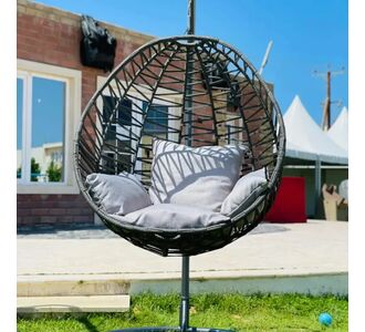 Stewehome Κρεμαστή Καρέκλα Ρατάν Σκούρο Γκρι 115x115x196 cm 973623 |  Κούνιες στο espiti