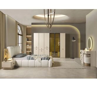 Stewehome Σετ Υπνοδωματίου Μπεζ Μοντέρνο με Καμπύλες 5τμχ 206x258x214 cm 358810 |  Σέτ Κρεβατοκάμαρας στο espiti