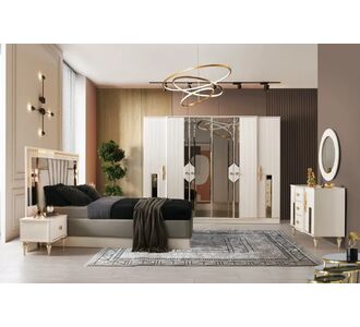 Stewehome Σετ Κρεβατοκάμαρας 5 τεμ. Μοντέλο πολυτελείας σε λευκό και χρυσό 160x200 cm 668602 |  Σέτ Κρεβατοκάμαρας στο espiti