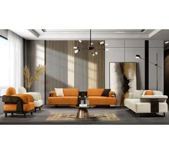 Stewehome Σετ Καναπέδων Πολυτελείας Πορτοκαλί &amp; Σκούρο Καφέ με Ηχοσύστημα-Πορτοκαλί &amp; Σκούρο Καφέ 120 cm x 98cm x 45 cm. 120x98x45 cm 604664 |  Καναπέδες στο espiti