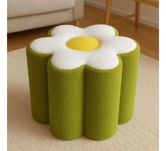 Stewehome Daisy Μαργαρίτα Πουφ Πράσινο Peluş Στρογγυλό 70x44 cm 636717 |  Πουφ στο espiti