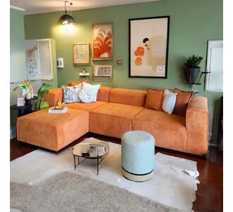 Stewehome Γωνιακός Καναπές 4 Θέσεων Πορτοκαλί -296 cm x 296x105x190 cm 710877 |  Καναπέδες γωνιακοί στο espiti