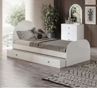 Stewehome Κρεβάτι Yavrulu MDF Λευκό με Διπλό Χώρο Ύπνου 198x98x98 cm 847168 |  Κρεβάτια στο espiti