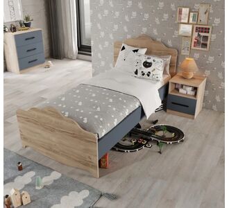 Stewehome Μονό Κρεβάτι MDF Δρύινο-Ανθρακί για Παιδικό Δωμά 195x96x96 cm 822237 |  Κρεβάτια στο espiti
