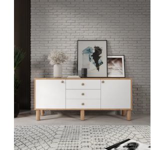 Stewehome Μπουφές Bohem MDF με 3 Συρτάρια &amp; 2 Πόρτες 160x40x68 cm 207948 |  Βιτρίνες - Έπιπλα εισόδου στο espiti