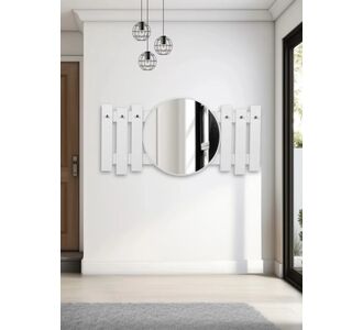 Stewehome Κρεμάστρα Τοίχου Λευκή με Καθρέφτη MDF 120x60x60 cm 743609 |  Καλόγεροι -Κρεμάστρες στο espiti