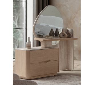 Stewehome Κονσόλα Καλλωπισμού με Καθρέπτη Τραβερτίνη Μοντέρνου Σχεδιασμού 155x47x83 cm 776630 |  Συρταριέρες -Κονσόλες στο espiti