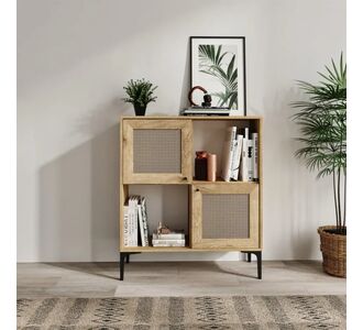 Stewehome Ντουλάπι Βιβλιοθήκες Ρατάν Ξύλινο Boho 90x107x40 cm 707722 |  Βιβλιοθήκες στο espiti
