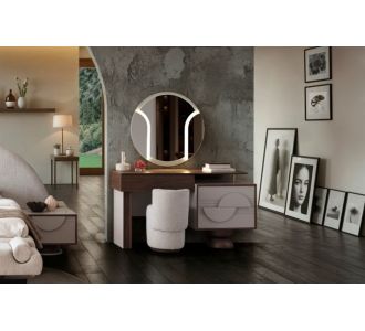 Stewehome Σετ Μοντέρνας Τουαλέτας με Συρτάρια και Στρογγυλό Καθρέφτη 146x45.2x81 cm 174210 |  Συρταριέρες -Κονσόλες στο espiti