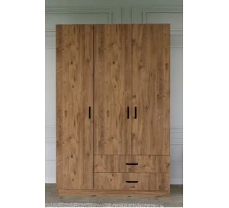 Stewehome Ντουλάπα 3 Πόρτες με 2 Συρτάρια Καρύδι 120x45x180 cm 737918 |  Ντουλάπες ρούχων στο espiti