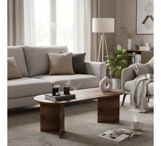Stewehome Μοντέρνο Τραπεζάκι Σαλονιού Οβάλ σε Χρώμα Καρυδιάς 118x50x40 cm 375395 |  Τραπεζάκια σαλονιού στο espiti