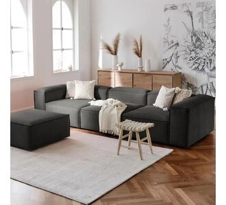Stewehome Σύνθεση Σαλονιού 4 Θέσεων Λινό Ανθρακί 295x66x66 cm 233764 |  Καναπέδες γωνιακοί στο espiti