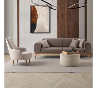 Stewehome Σετ Καναπέ 3+1 Τριθέσιος &amp; Πολυθρόνα Καφέ 224x90x65 cm 565894 |  Καναπέδες στο espiti