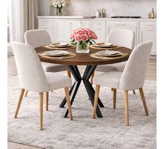 Stewehome Στρογγυλό Τραπέζι Κουζίνας Agnes Καρυδί 90x90x73 cm 539799 |  Τραπέζια στο espiti