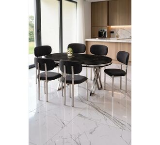 Stewehome Σετ Τραπεζαρίας 6 Ατόμων Μαύρο Ασημί 170x90x75 cm 853200 |  Σετ τραπεζαρίες στο espiti