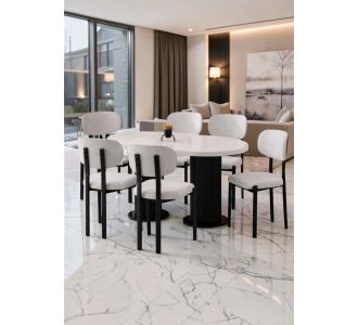 Stewehome Σετ Τραπεζαρίας Bohem Μάρμαρο Λευκό Μαύρο 170x90x75 cm 985068 |  Σετ τραπεζαρίες στο espiti