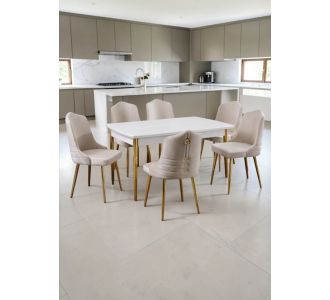 Stewehome ορχιδέα σετ τραπεζαρίας 6 ατόμων επεκτεινόμενο λευκό 44x45x105 cm 436725 |  Σετ τραπεζαρίες στο espiti