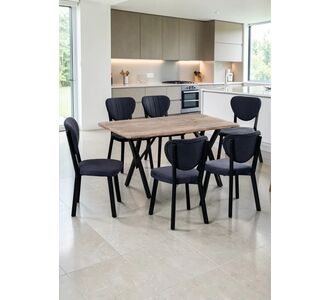 Stewehome σετ τραπεζαρίας 6 ατόμων μπλε σκούρο δρυς 42x45x100 cm 419122 |  Σετ τραπεζαρίες στο espiti