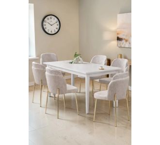 Stewehome παρις σετ τραπεζαρίας 6 ατόμων λευκό μπεζ 44x45x105 cm 316749 |  Σετ τραπεζαρίες στο espiti