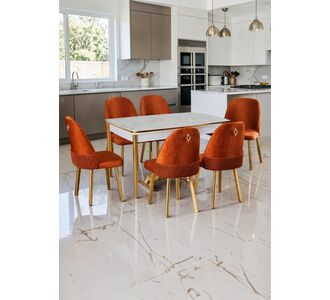 Stewehome λιβον σετ τραπεζαρίας 6 ατόμων πορτοκαλί λευκό 44x45x105 cm 891707 |  Σετ τραπεζαρίες στο espiti