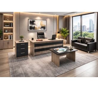 Stewehome σετ γραφείου με γραφείο και συρταριέρα 3 τεμαχίων -Δρυς/Λάριξ Μαύρο 140x60x73.8 cm 501084 |  Γραφεία στο espiti