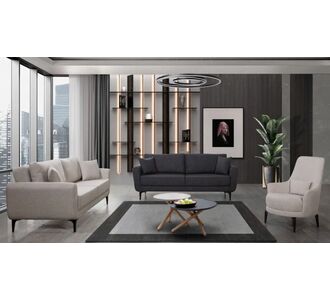 Stewehome Σετ καναπέδων Ilayda 3+3+1 με απαλή υφή ανθρακί /κρεμ 208x93x98 cm 731773 |  Καναπέδες στο espiti