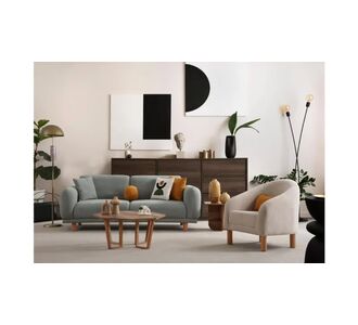 Stewehome Σετ καναπέδων Mono 3+3+1 μοντέρνου ύφους -κρεμ /γαλάζιο 235x98x95 cm 258773 |  Καναπέδες στο espiti