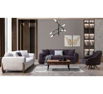 Stewehome Σετ σαλονιού Bukle 3+3+1 με καμπύλες γραμμές ανθρακί /λευκό 232x92x85 cm 837420 |  Καναπέδες στο espiti