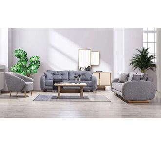 Stewehome Σετ σαλονιού Zeynep 3+3+1 minimal καμπύλος σχεδιασμός γκρι αποχρώσεις 220x95x85 cm 501298 |  Καναπέδες στο espiti