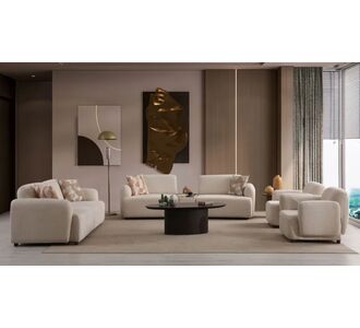 Stewehome Lisbon Σετ Καναπέδων 3+3+1 Με Ξύλινα Πόδια &amp; Μοντέρνο Minimal Σχεδιασμό Μπεζ 112x95x82 cm 489508 |  Καναπέδες στο espiti