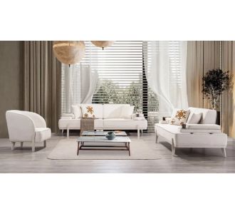 Stewehome Sofia Σετ Καναπέδων 3+3+1 Με Ανοιγόμενο Μπράτσο Θήκη Ποτηριού &amp; USB Κρεμ 235x95x81 cm 567796 |  Καναπέδες στο espiti