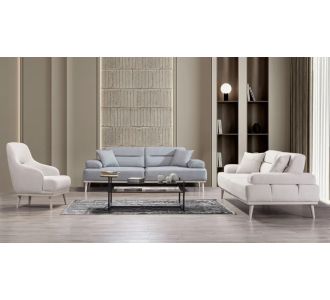 Stewehome Mine Σετ Καναπέδων 3+3+1 Με Ανάκλιση Πλάτης &amp; Μετατροπή Κρεβατιού -Γκρι / Κρεμ 235x95x81 cm 299018 |  Καναπέδες στο espiti