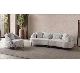 Stewehome Paris Σετ Καναπέδων 3+3+1 Με Στρογγυλά Μπράτσα &amp; Πλευρικό Τραπεζάκι Κρεμ 220x95x73 cm 467270 |  Καναπέδες στο espiti