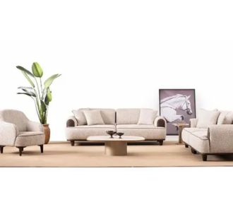 Stewehome Tetra Σετ Καναπέδων 3+3+1 Με Κρεβάτι &amp; Ξύλινες Λεπτομέρειες Κρεμ / Καφέ 230x100x70 cm 267451 |  Καναπέδες στο espiti