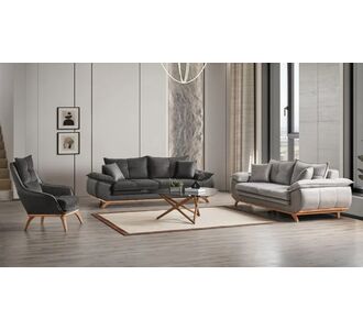 Stewehome Καναπέδες σετ 3+3+1 κρεβάτι με αποθήκευση ανθρακί /γκρι 235x100x98 cm 795945 |  Καναπέδες στο espiti
