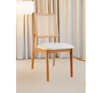 Stewehome Vitra καρέκλα τραπεζαρίας με ψάθινη πλάτη δρυς με λευκό κάθισμα μοντέρνα 50x52x85 cm 433807 |  Καρέκλες στο espiti