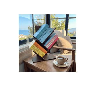 Stewehome Γεωμετρική επιτραπέζια ξύλινη βιβλιοθήκη με μοντέρνο σχεδιασμό Καφέ 30x15x45 cm 927987 |  Βιβλιοθήκες στο espiti